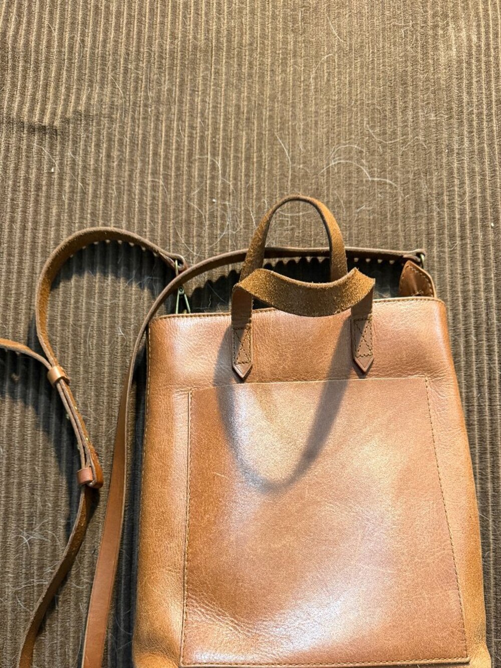 Madewell Saddle Brown Zip Top Leather Crossbody Bag